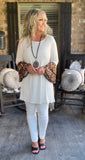 Ivory Leopard Ruffle Sleeve Top 1X-3X