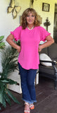 Flora Blouse in Hot Pink