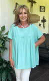 Textured Babydoll Top in Mint