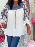 Denim Blossom Blouse Plus 1X-3X