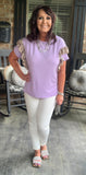 FrilLEE Sleeve Leopard Top in Lavender
