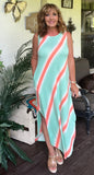 Summer Watercolor Dress in Aqua S L XL