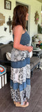 Smocked Denim Dress Black and White