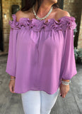 Ruffled Delight Blouse in Orchid S-3X