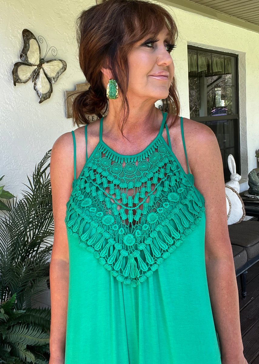 Vacay Vibes Crochet Lace Dress in Kelly Green S L 1X  The FrilLEE Lily  Boutique