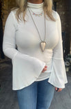 FrilLEE Bell Sleeve Turtleneck in Ivory M L XL