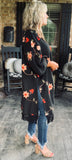Forever Free Floral Embroidery Kimono in Black/Restock S/M