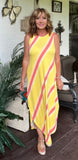 Summer Watercolor Dress in Lemon S XL