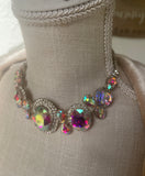 Gold AB Oval Choker Statement Necklace Set