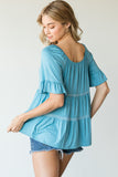 Tiered Sweetness Top in Denim Plus
