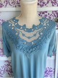 Vintage Spring Lace Top in Ice Blue S-L