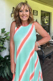 Summer Watercolor Dress in Aqua S L XL