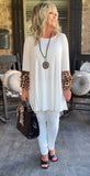 Ivory Leopard Ruffle Sleeve Top 1X-3X
