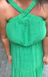 Everyday is a Vacation Dress in Kelly Green S-L