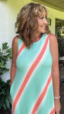 Summer Watercolor Dress in Aqua S L XL