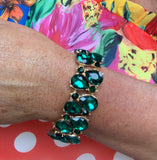 Emerald Teardrop Crystal Stretch Bracelet