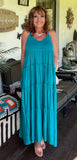 Tiered Ruffle Dress in Teal