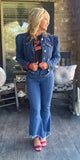 Pull Up Fringe Capri Flares S L