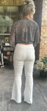 Ivory Fringed Pull On Flares S-1X