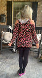 Neon Pink Leopard Hoodie S