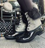 Rhinestone Duck Boots in Black