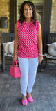 Hot Pink Polka Blouse 1X 2X
