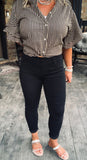 Pull Up Black Denim Capris- S 2X 3X