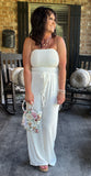 Strapless Smocked Jumpsuit in Ivory S L XL
