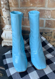 Bethany Blue Patent Boots 5.5 -8