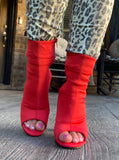 Cherry Red Peep Toe Booties