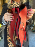Side of Leopard Handbag in Red