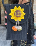 Sweet Sunflower Phone Crossbody in Black