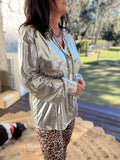 So Glitzy Blouse in Silver S M XL