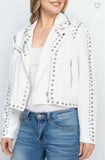 Over the Top Bling Denim Jacket in White S M