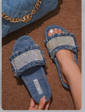 Quincee Slides in Dark Denim