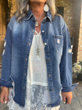 Lily Shacket in Denim S 1X 2X