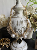 Black/Gold Pearl Designer Charm Necklace