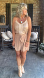 Taupe Layered Scalloped Shorts S-L