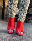Cherry Red Peep Toe Booties