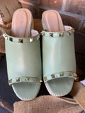 Sage Green Studded Wedges 5.5-8.5