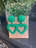 Bright Emerald Green Hammered Metal Earrings