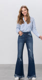 Tiffany Pull on Flares Dark Denim S