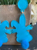 Easter Glittery Turquoise Acrylic Bunny Earrings