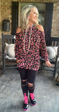 Neon Pink Leopard Hoodie S