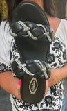 Black Glitzy Braided Wedges