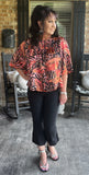 Dressy Animal Print Blouse in Cherry S-L