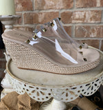 Clear and Gold Studded Wedges 6-10