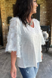 Eyelash Butterfly Sleeve Blouse in Ivory S M 1X 3X