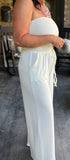 Strapless Smocked Jumpsuit in Ivory S L XL