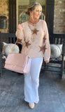Blush Metallic Star Sweater
